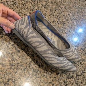 Rothy's The Point Gray Zebra Knit Flats Women’s 6.5